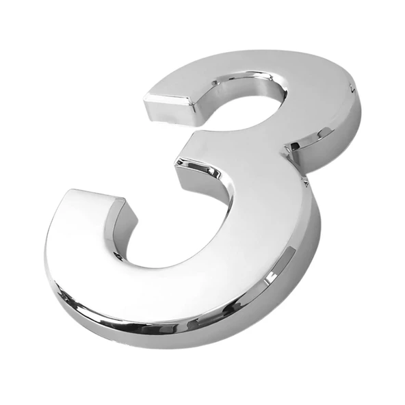Yapışkanlı Kapı Numarası Küçük Boy 50 mm 5 cm Numara 3 Rakam Üç Sayısı Krom Renk Numaralar 1 Adet - 4