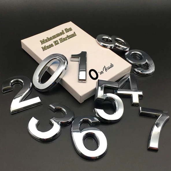 Yapışkanlı Kapı Numarası Küçük Boy 50 mm 5 cm Numara 2 Rakam İki Sayısı Krom Renk Numaralar 1 Adet - 6