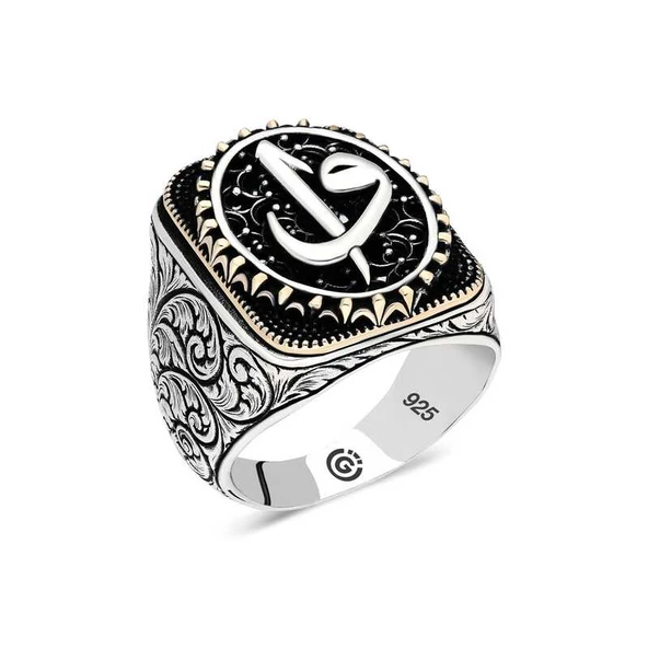 Gümüş Elif Vav Oval Erkek Yüzük  SL4656