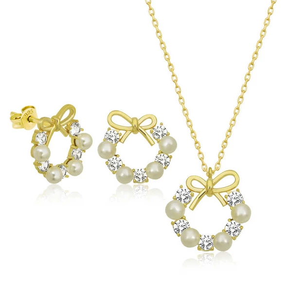 Gümüş İnci Kurdele Kadın Set SL4646 - 1