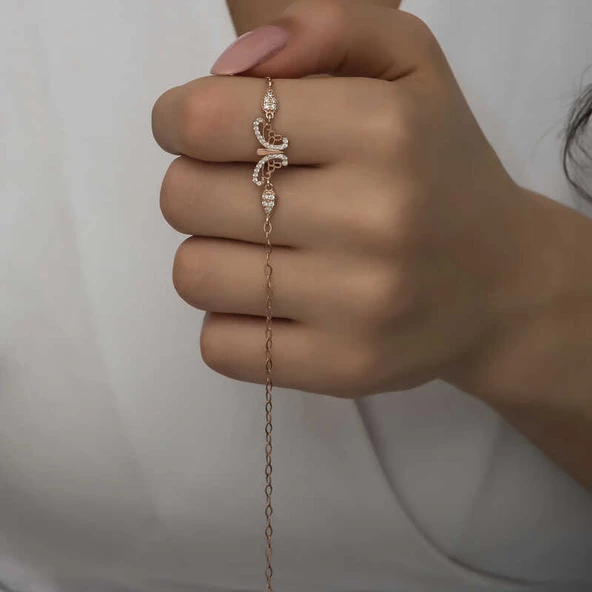 ​Gümüş Rose Kelebek Kadın Bileklik SL5199 - Resim 5