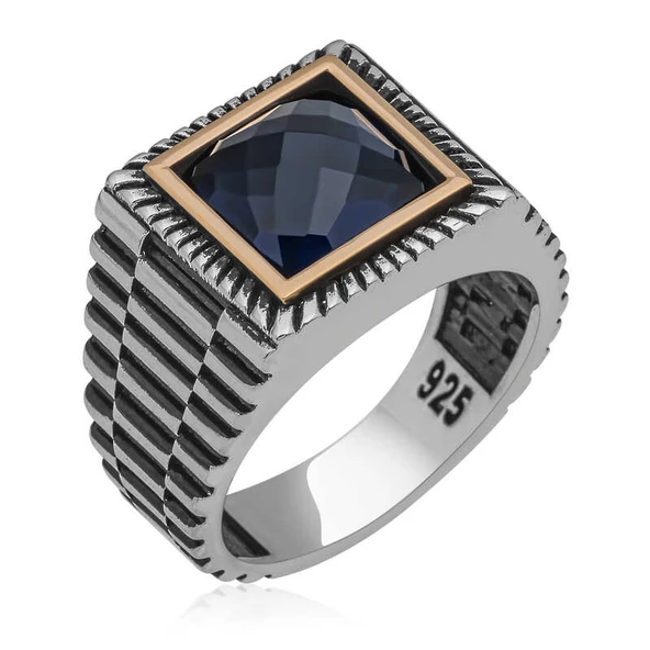 Gümüş Siyah Zirkon Taşlı Kare Erkek Yüzük  SL4956 ürün görseli