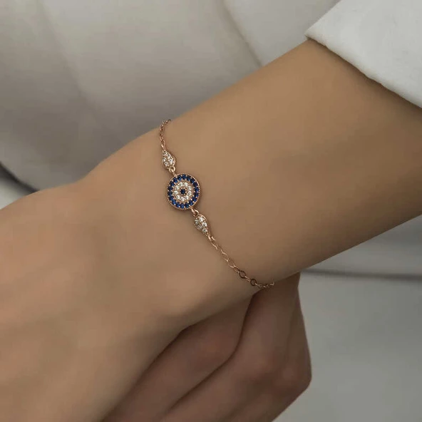 Gümüş Rose Nazar Boncuklu Kadın Bileklik - 2