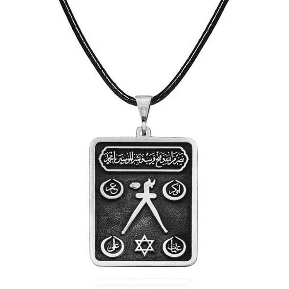 Gümüş Barbaros Hayrettin Paşa Sancağı İşlemeli Kolye SL5243 - Resim 2