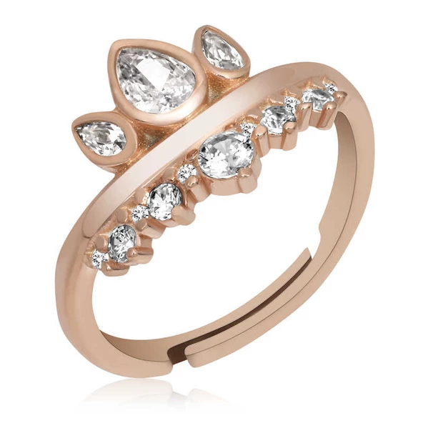 Gümüş Rose Ayarlanabilir Kraliçe Tacı Kadın Yüzük SL4960 ürün görseli