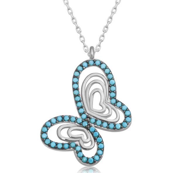 Gümüş Turkuaz Taşlı Kelebek Kadın SL4971 ürün görseli