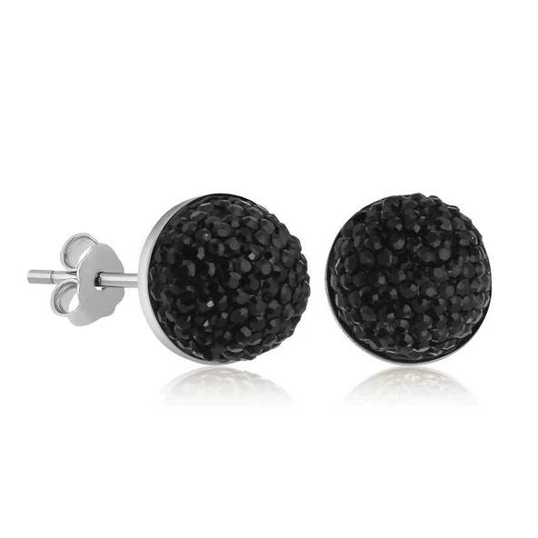 Gümüş Siyah Kristal Çivili Kadın Küpe SL5014 ürün görseli