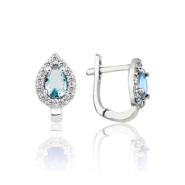 Gümüş Turkuaz Taşlı Damla J Kadın Küpe SL5655 ürün görseli