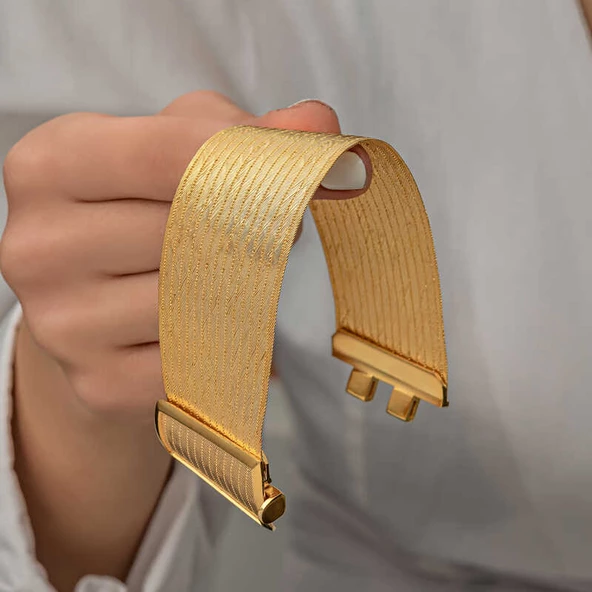 Gümüş Gold Trabzon Hasır Kadın Bileklik - Resim 7