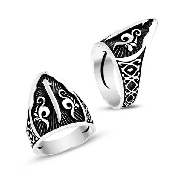 Gümüş Elif Motifli Başparmak Erkek Yüzük SL5219 ürün görseli