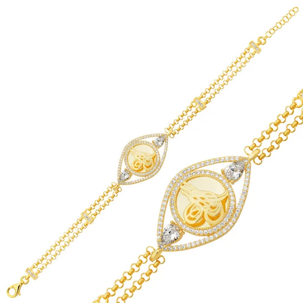 Gümüş Gold Kaplama Tuğralı Kadın Bileklik SL5639 ürün görseli