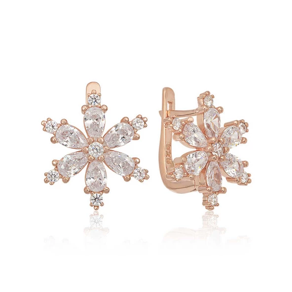 Gümüş Beyaz Lotus Çiçeği Kadın Küpe SL4947 - Resim 2