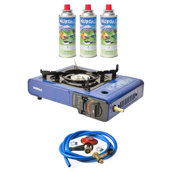 Nurgaz Ng 501 Çantalı Tekli Portatif Ocak + 3 Adet Kartuş +Hortum Dedantör Musluk Set - 2