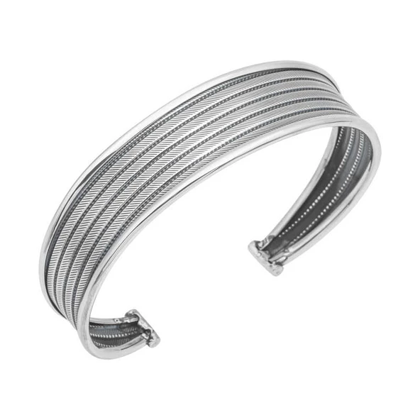 Gümüş Eskitme Desenli Kadın Bilezik SL4965 - Resim 9