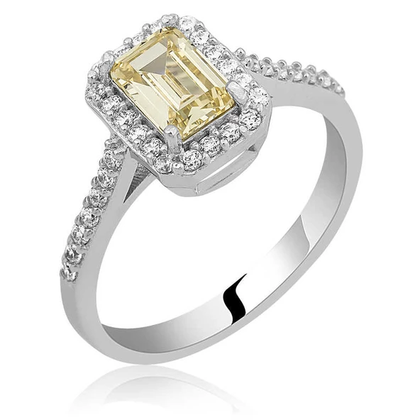 Gümüş Sarı Baget Taşlı Kadın Yüzük SL5389 ürün görseli