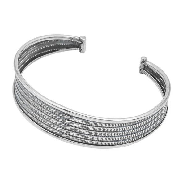 Gümüş Eskitme Desenli Kadın Bilezik SL4965 - Resim 7