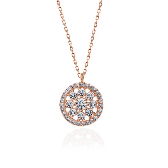 ​Gümüş Rose Çiçek Kadın Kolye  SL5330 - Resim 3