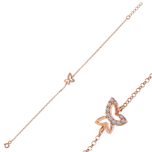 ​Gümüş Rose Kelebek Kadın Bileklik  SL5184 - Resim 2