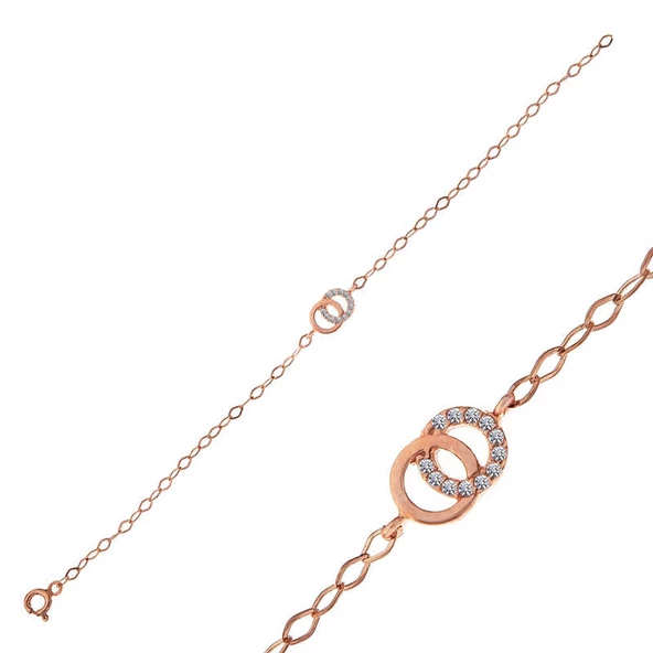 Gümüş Rose Birleşik Halkalar Kadın Bileklik SL5359 - 2
