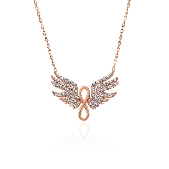 Gümüş Rose Melek Kanadı Sonsuzluk Kadın Kolye SL5323 ürün görseli