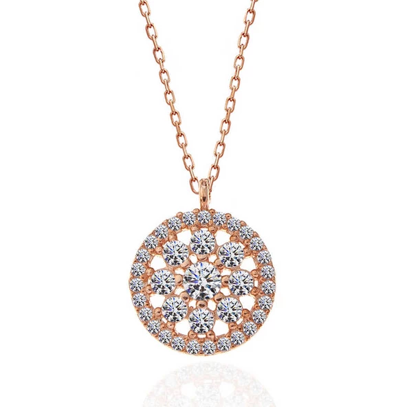 ​Gümüş Rose Çiçek Kadın Kolye  SL5330 - Resim 5