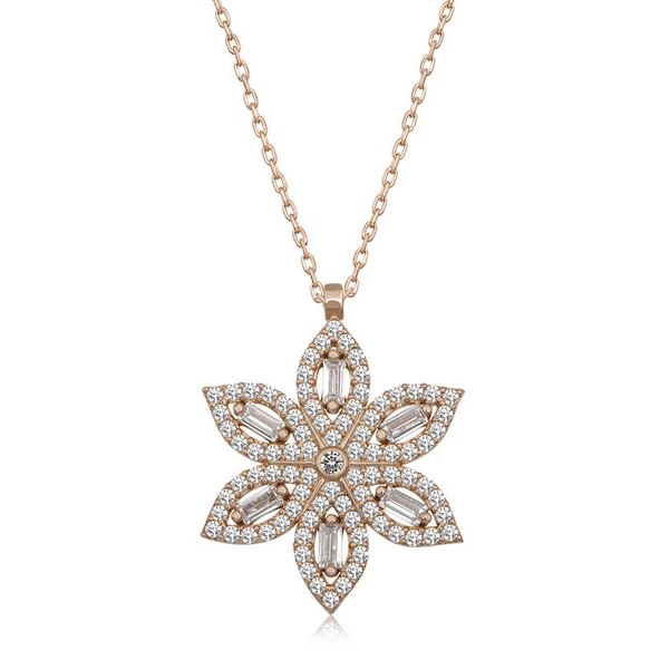 Gümüş Rose Nergiz Çiçeği Kadın Kolye SL4955 ürün görseli