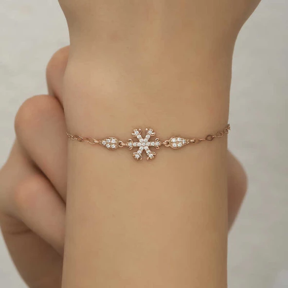 Gümüş Rose Kar Tanesi Kadın Bileklik SL5198 - 3