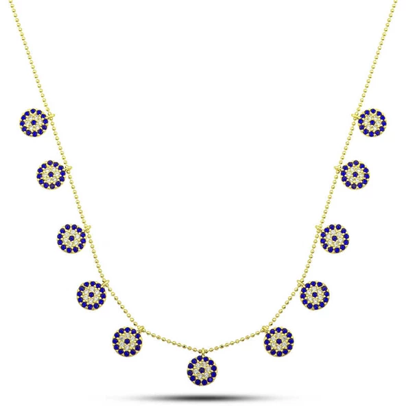 Gümüş Gold Nazarlı Şans Kadın Kolye  SL5905 - Resim 2