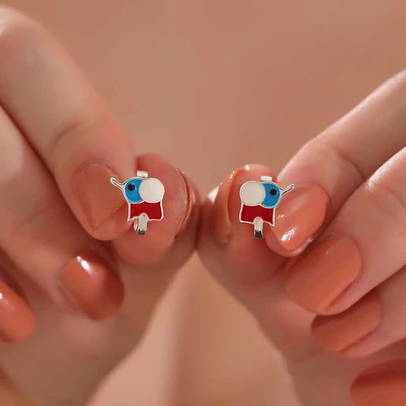 Gümüş Fil Çocuk Küpesi SL6132 - Resim 2