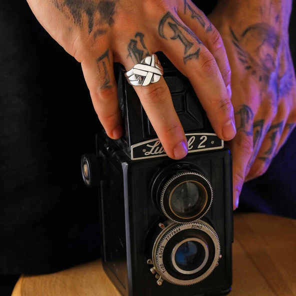 Gümüş Desenli Erkek Yüzük  SL5958 - Resim 5