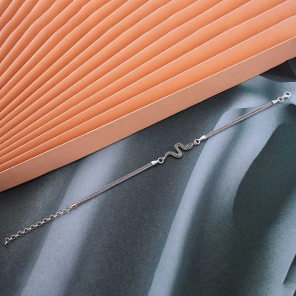 Gümüş Yılan Kadın Bileklik SL6006 - Resim 2