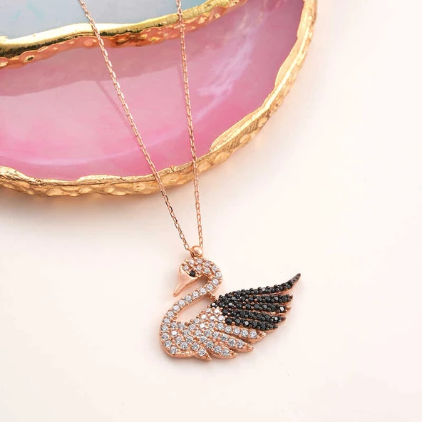 Gümüş Rose Kuğu Kadın Kolye SL5966 - Resim 2