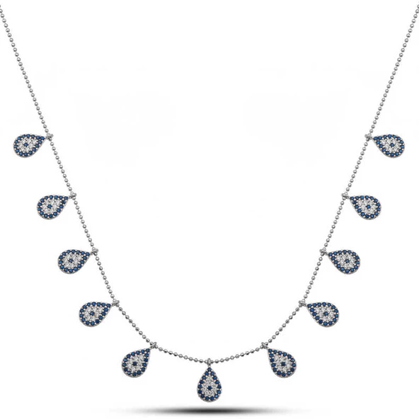 Gümüş Damla Nazarlı Şans Kadın Kolye SL5910 ürün görseli