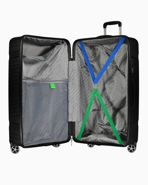 Benetton Büyük Boy %100 Polipropilen Valiz Siyah Bnt3000 - Resim 4