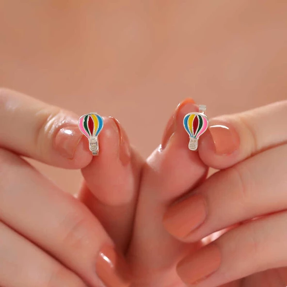 Gümüş Kapadokya Balon Çocuk Küpesi - Resim 2