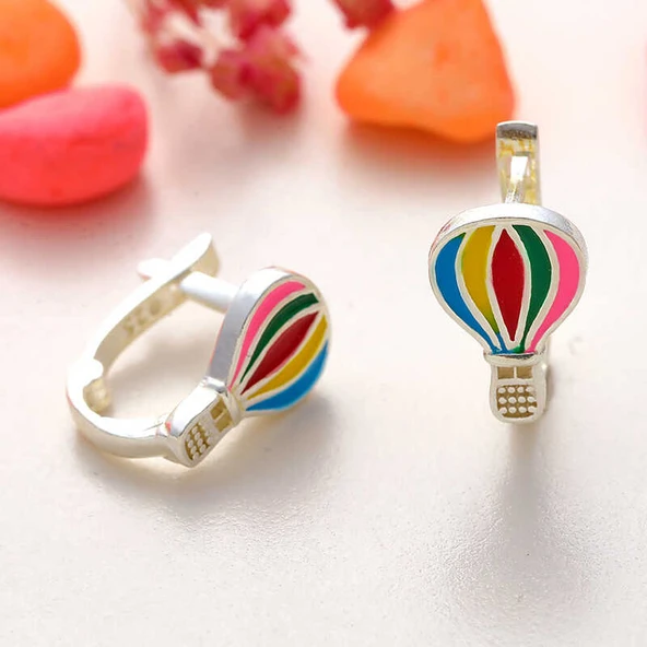 Gümüş Kapadokya Balon Çocuk Küpesi - Resim 3