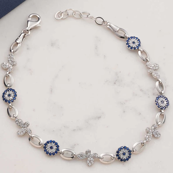 Gümüş Kelebek Nazar Kadın Bileklik SL6000 ürün görseli