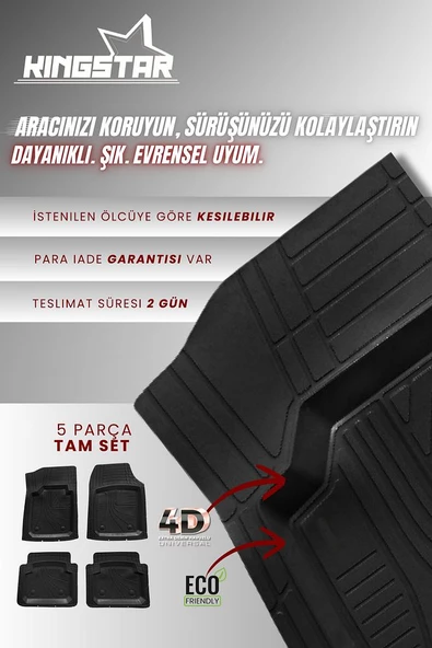 X-Vega Renault Clio 4 Universal 4D Havuzlu Profesyonel Paspas Siyah - 1