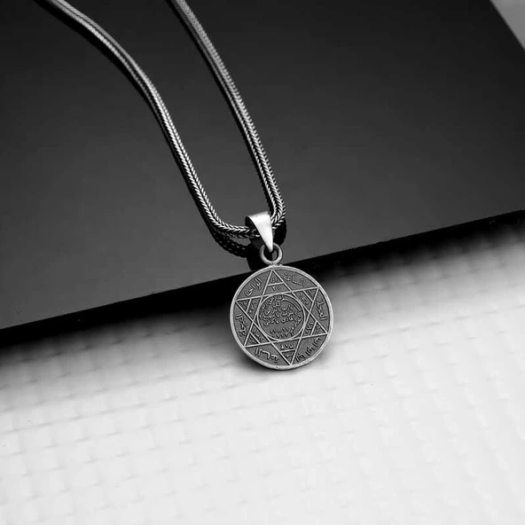 Gümüş Süleyman Mührü Kolye  SL5933 - Resim 2