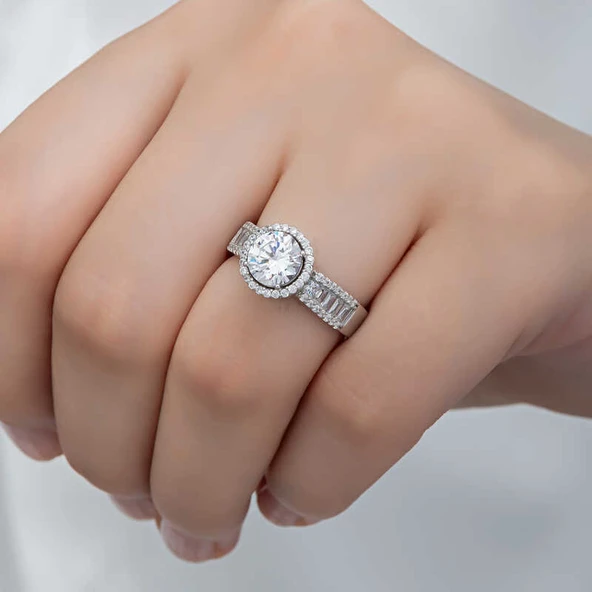 Gümüş Tek Taş Kadın Yüzük  SL6256 - Resim 6