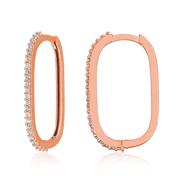 Gümüş Rose Zirkon Taşlı Halka Kadın Küpe SL5890 ürün görseli