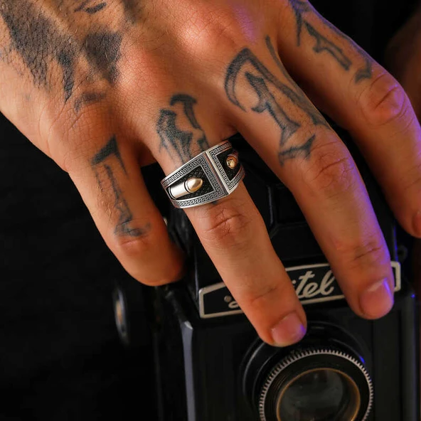 ​Gümüş Motifli Erkek Yüzük SL5957 - Resim 5