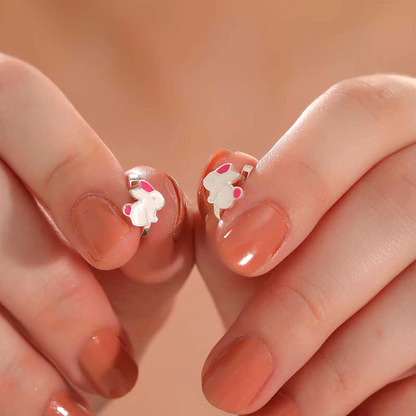 Gümüş Tavşan Çocuk Küpesi  SL6107 - Resim 2