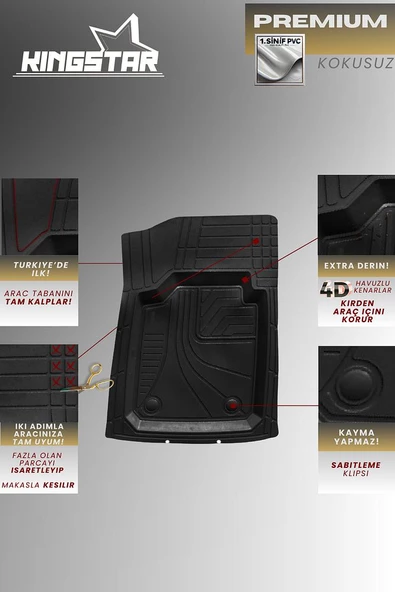 X-Vega Renault Clio 4 Universal 4D Havuzlu Profesyonel Paspas Siyah - 4