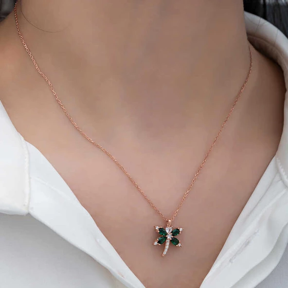 Gümüş Rose Yusufçuk Kadın Kolye  SL6249 - Resim 6