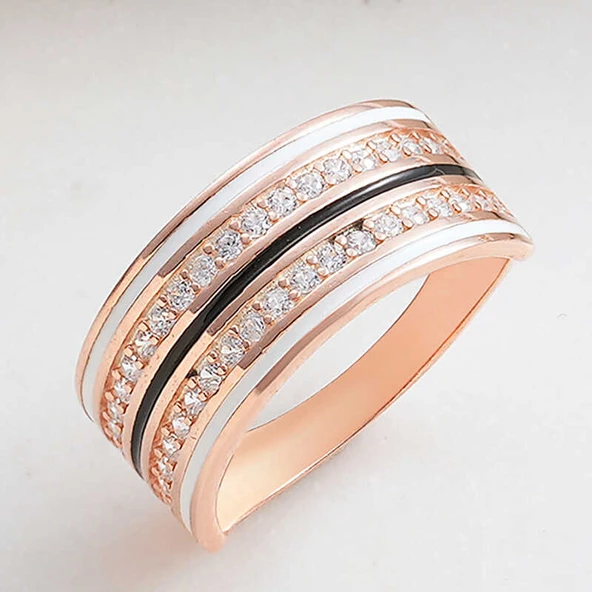 Gümüş Rose Zirkon Taşlı Kadın Yüzük  SL6202 - Resim 3