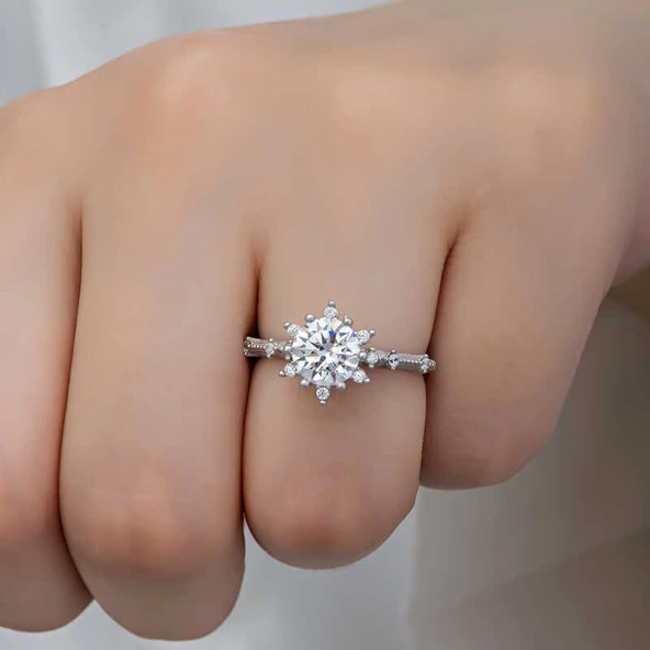 ​Gümüş Çiçek Desenli Kadın Yüzük SL6154 ürün görseli