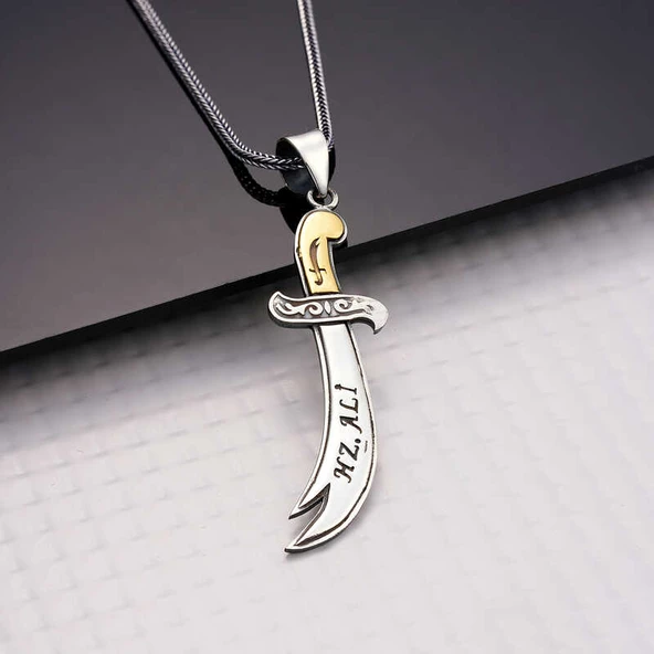 Gümüş Hz. Ali Zülfikar Kolye  SL5928 - 2