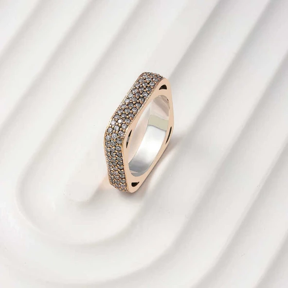 Gümüş 3 Sıra Kare Tamtur Kadın Yüzük SL5963 ürün görseli