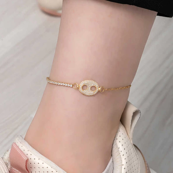 Gümüş Gold Gemici Figürlü Halhal  SL6087 - 3